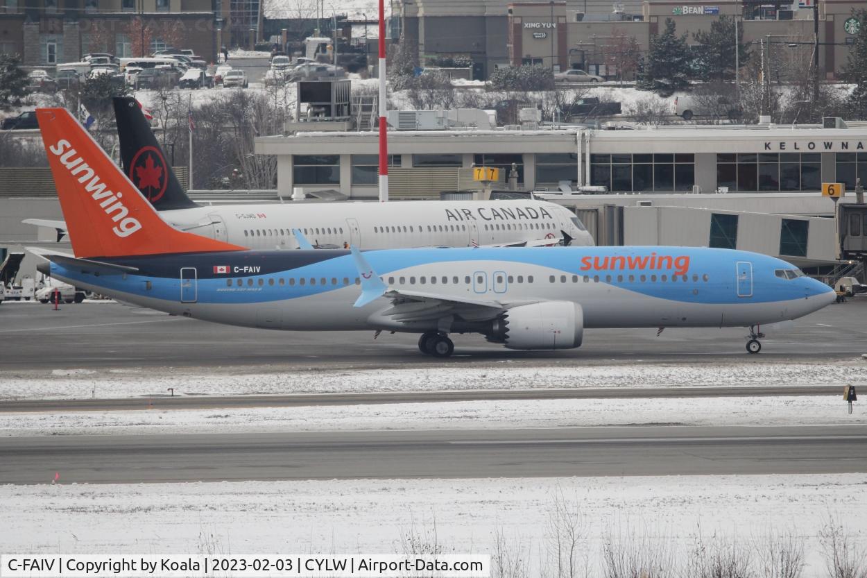 C-FAIV, 2018 Boeing 737 MAX 8 C/N 44591, Departure to Mazatlan. Winter lease from TUI Belgium.