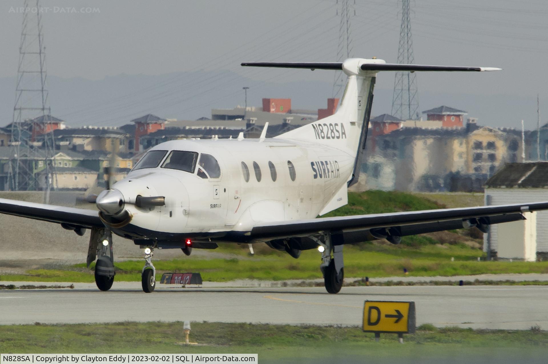 N828SA, 2015 Pilatus PC-12/47E C/N 1525, San Carlos Airport in California 2023.