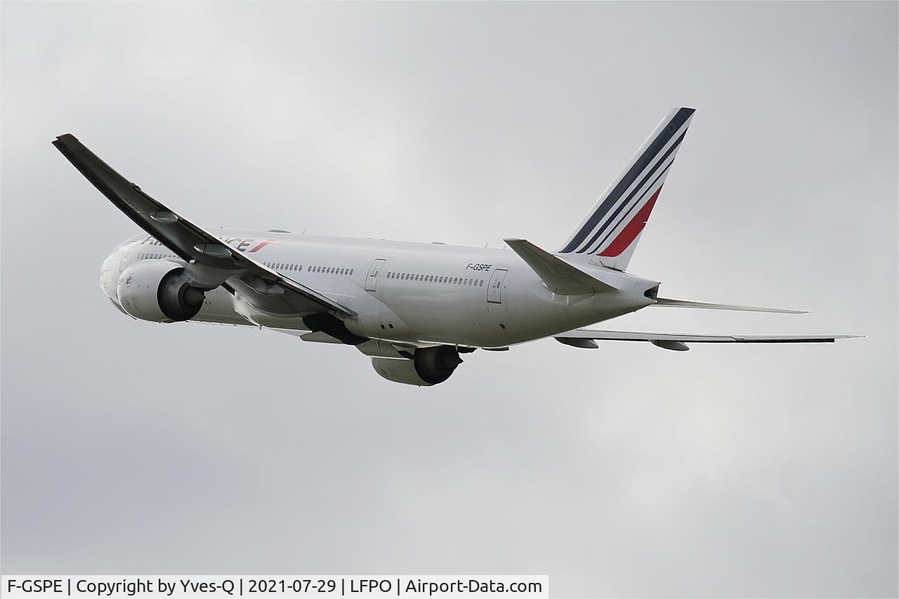 F-GSPE, 1999 Boeing 777-228/ER C/N 29006, Boeing 777-228-ER, Climbing from rwy 24,Paris Orly airport (LFPO-ORY)