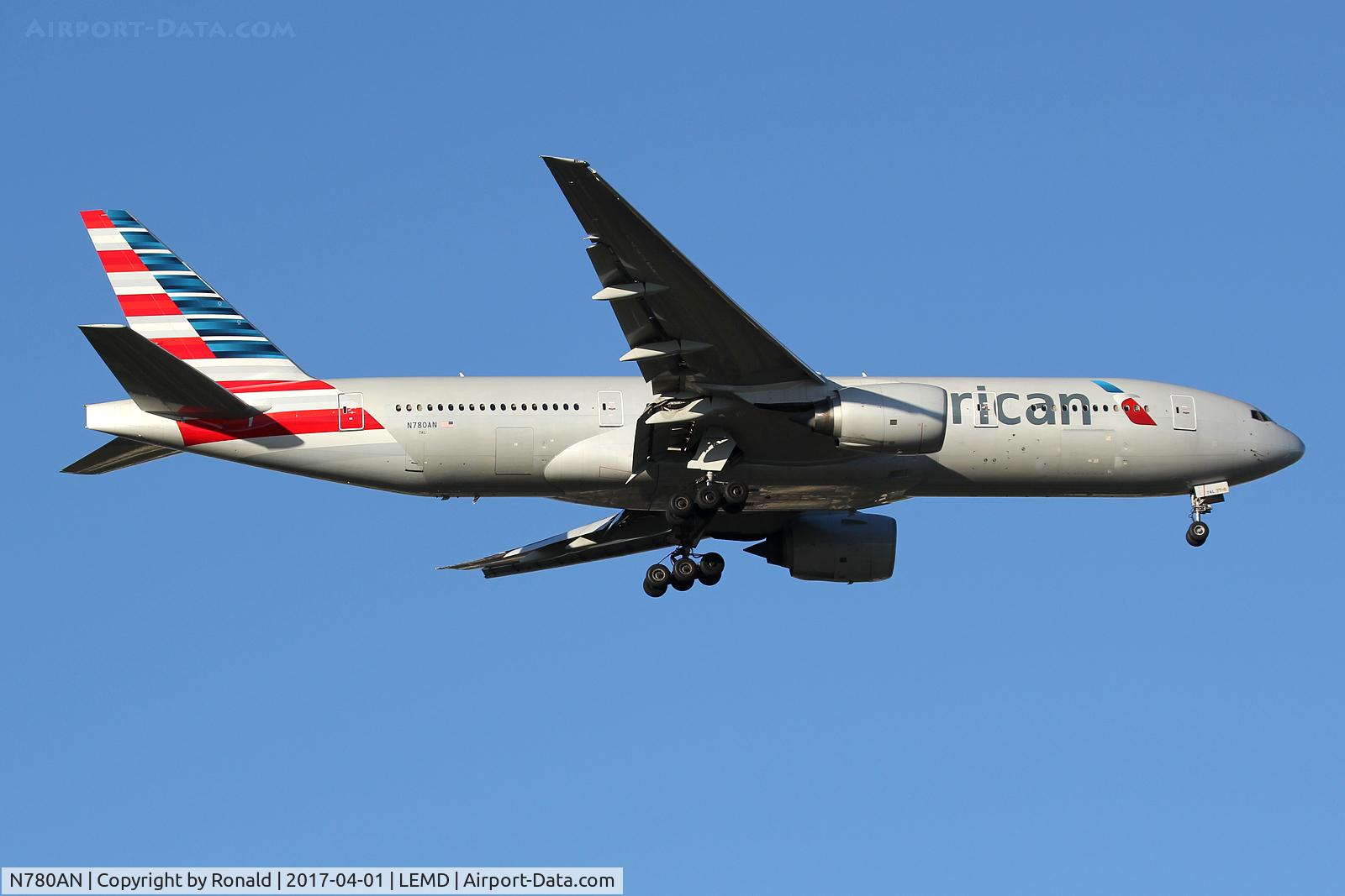 N780AN, 1999 Boeing 777-223 C/N 29956, at mad