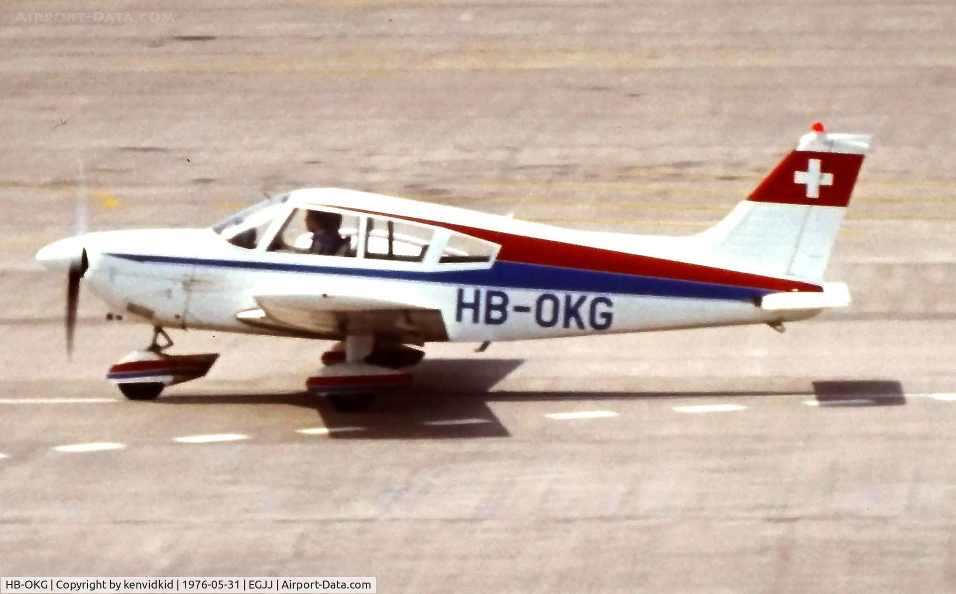 HB-OKG, 1973 Piper PA-28-180 C/N 28-7205176, At Jersey C.I.