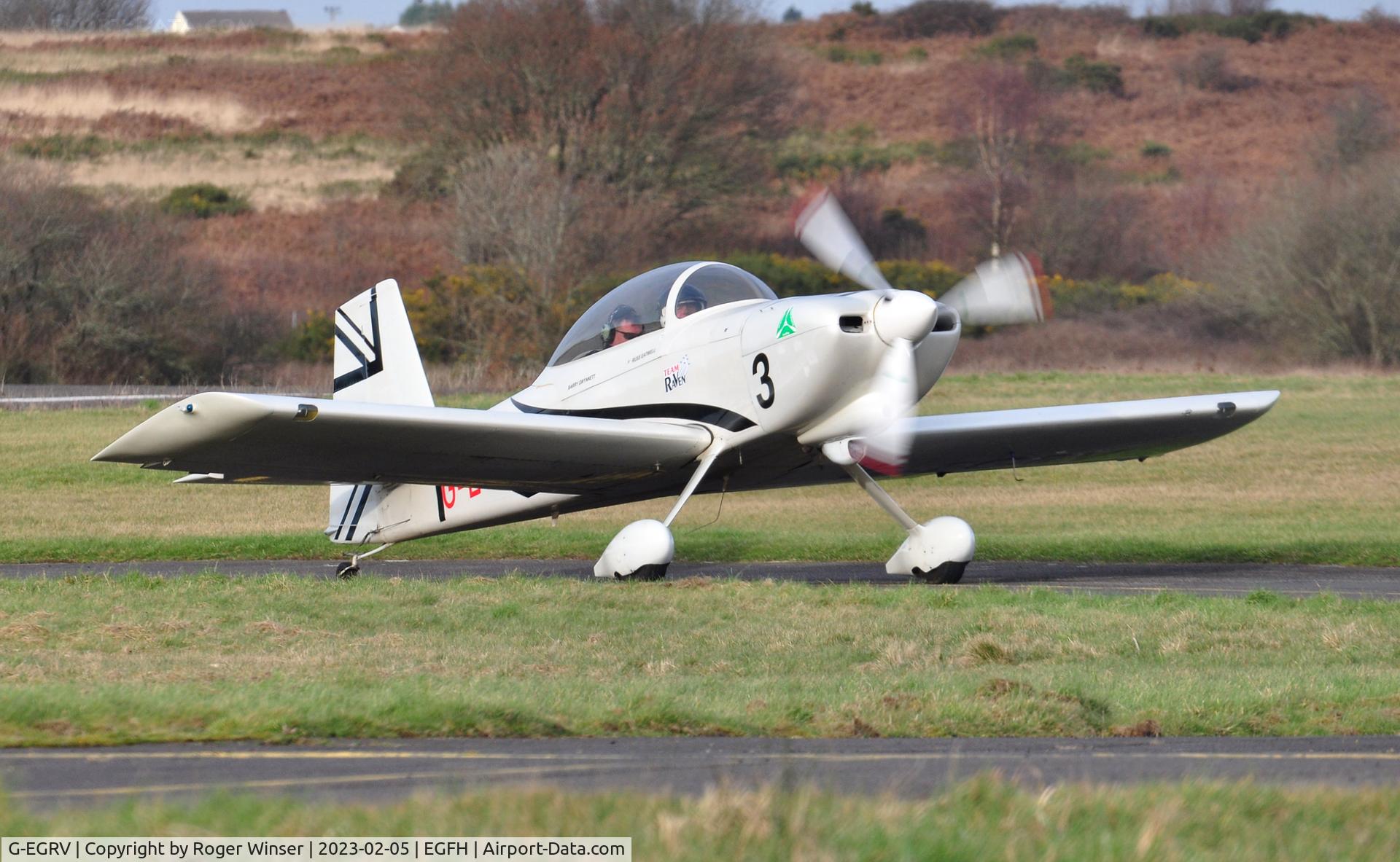 G-EGRV, 2007 Vans RV-8 C/N PFA 303-13639, Resident RV-8 (Raven 3 of Team Raven) returning to base.
