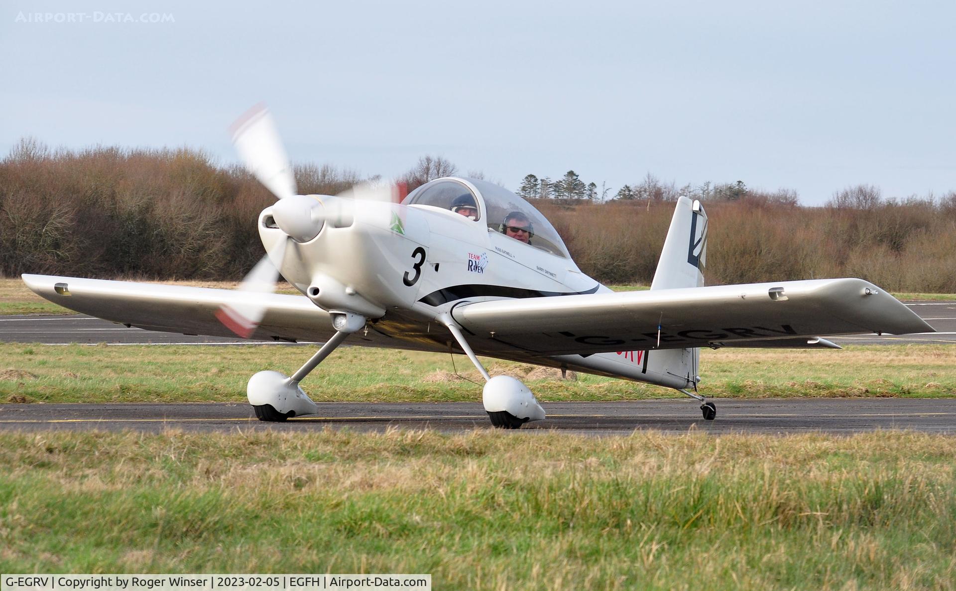 G-EGRV, 2007 Vans RV-8 C/N PFA 303-13639, Resident RV-8 (Raven 3 of Team Raven) returning to base.