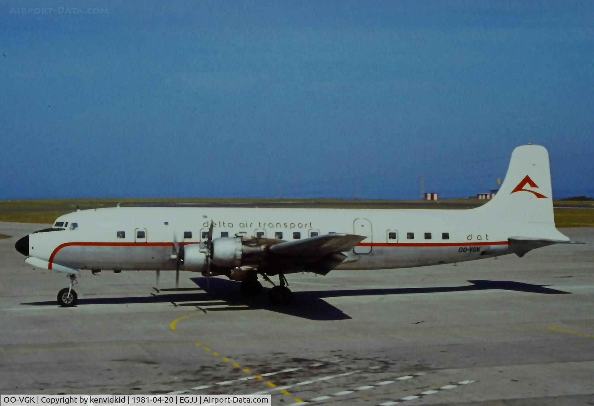 OO-VGK, 1958 Douglas DC-6B C/N 45506, At Jersey C.I.