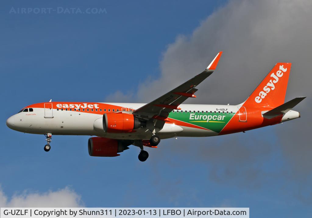 G-UZLF, 2019 Airbus A320-251N C/N 9103, Landing rwy 32L with additional 'Europcar' special patch
