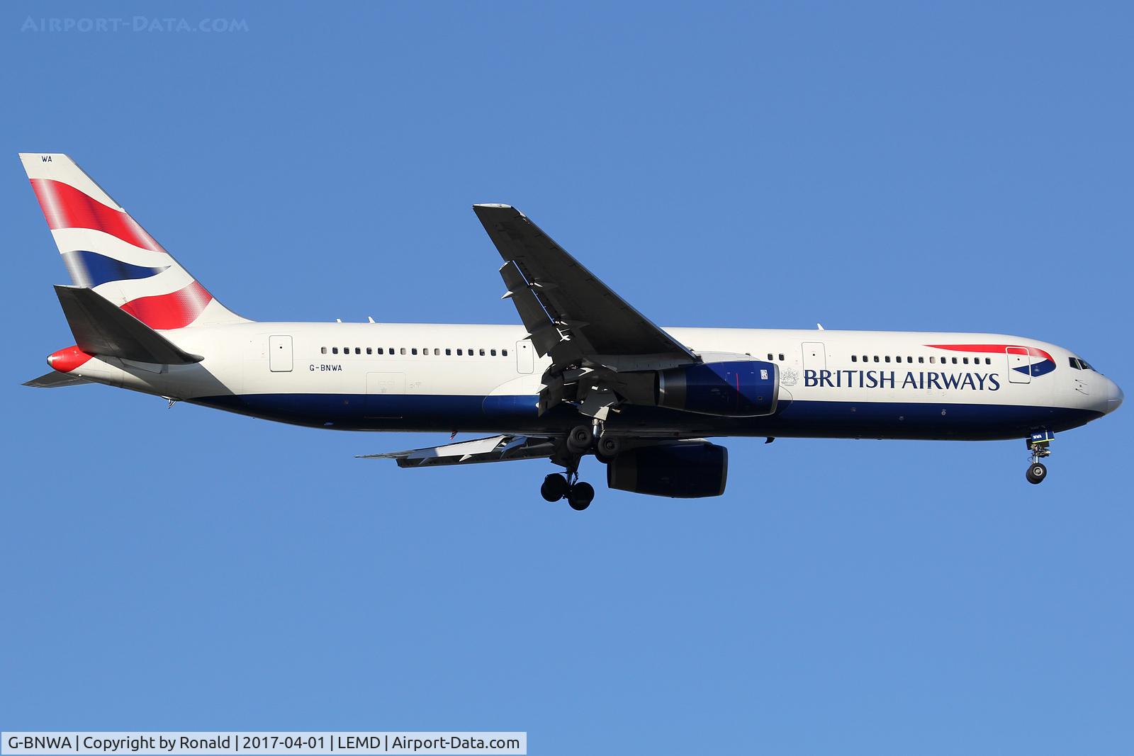 G-BNWA, 1989 Boeing 767-336 C/N 24333, at mad