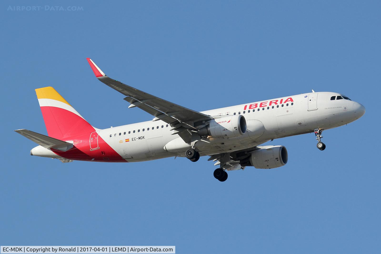 EC-MDK, 2014 Airbus A320-214 C/N 6328, at mad