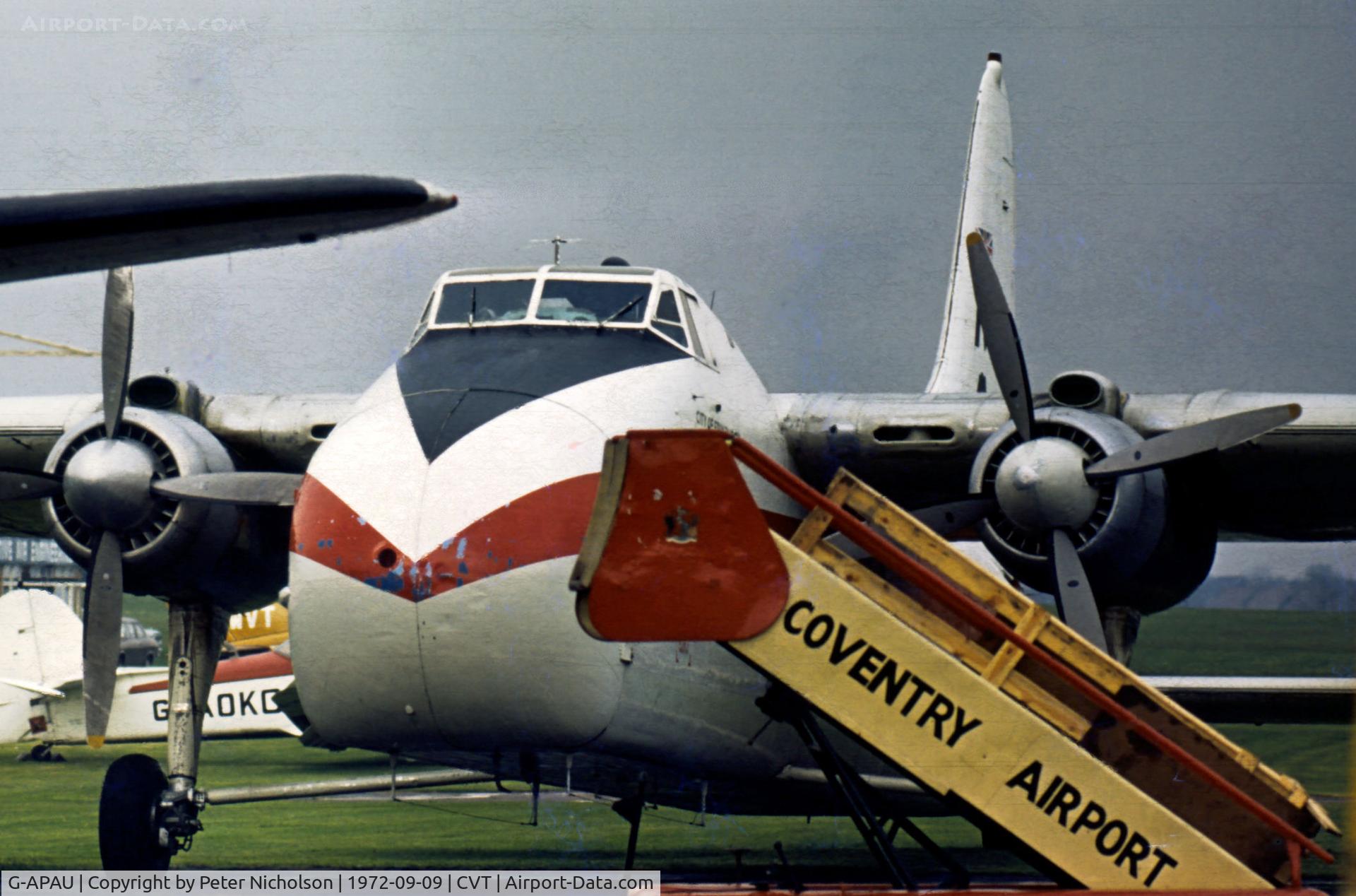 G-APAU, 1956 Bristol 170 Freighter Mk.32 C/N 13256, Midland Air Cargo freighter as seen at Coventry in September 1972