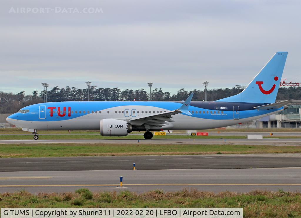 G-TUMS, 2018 Boeing 737-8 MAX C/N 44589, Ready for take off from rwy 14L