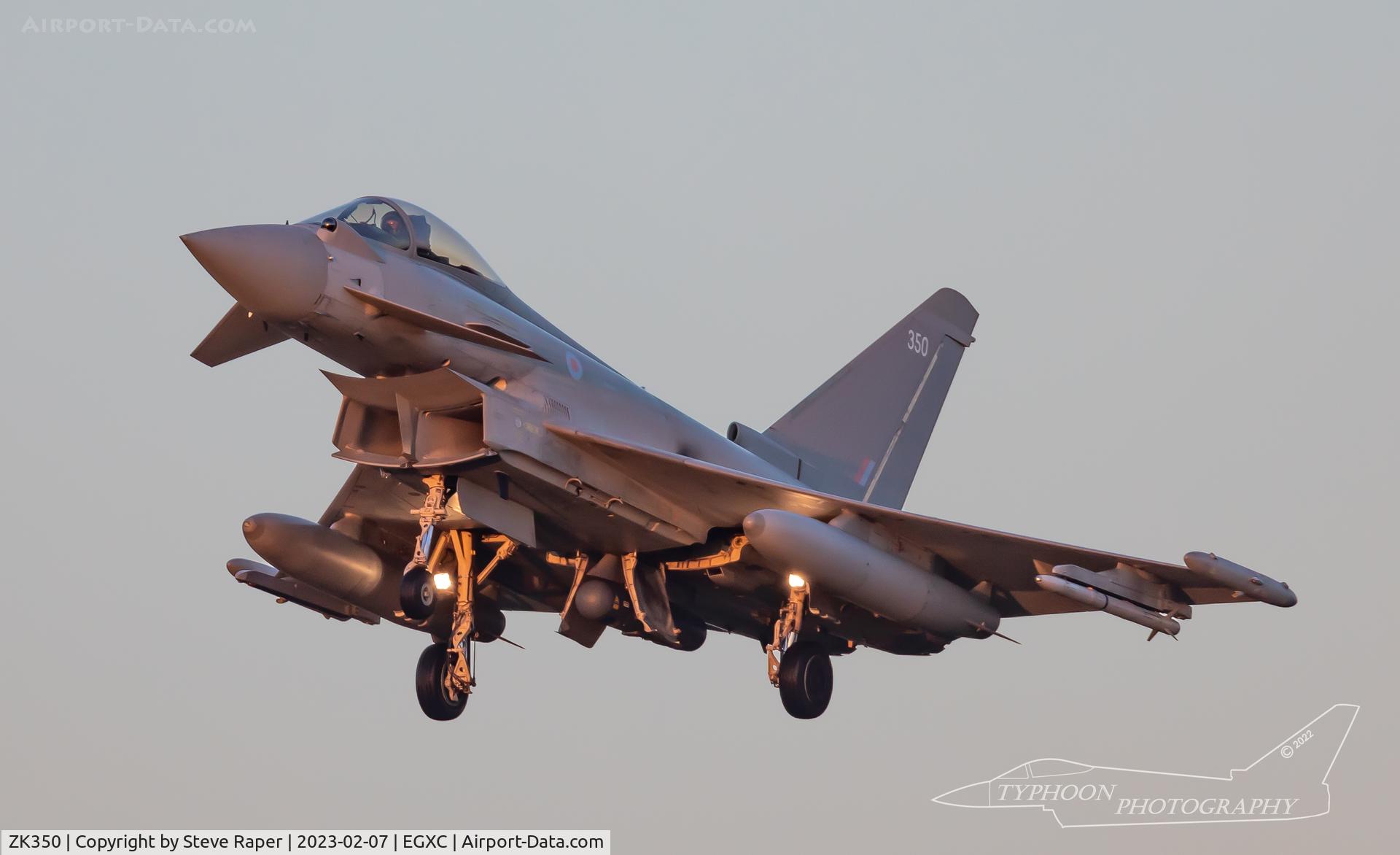 ZK350, 2013 EUROFIGHTER EF2000 FGR 4 C/N BS111, LATE EVENING LANDING AT RAF CONINGSBY