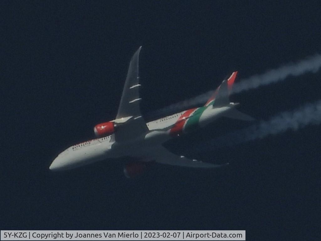 5Y-KZG, 2015 Boeing 787-8 Dreamliner Dreamliner C/N 36044, Cruising over Belgium