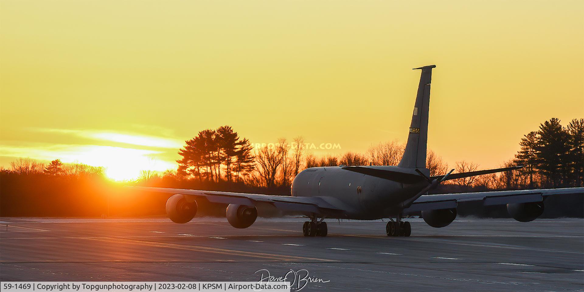 59-1469, 1959 Boeing KC-135R Stratotanker C/N 17957, 756th ARS tanker holds short to depart home at sunset.