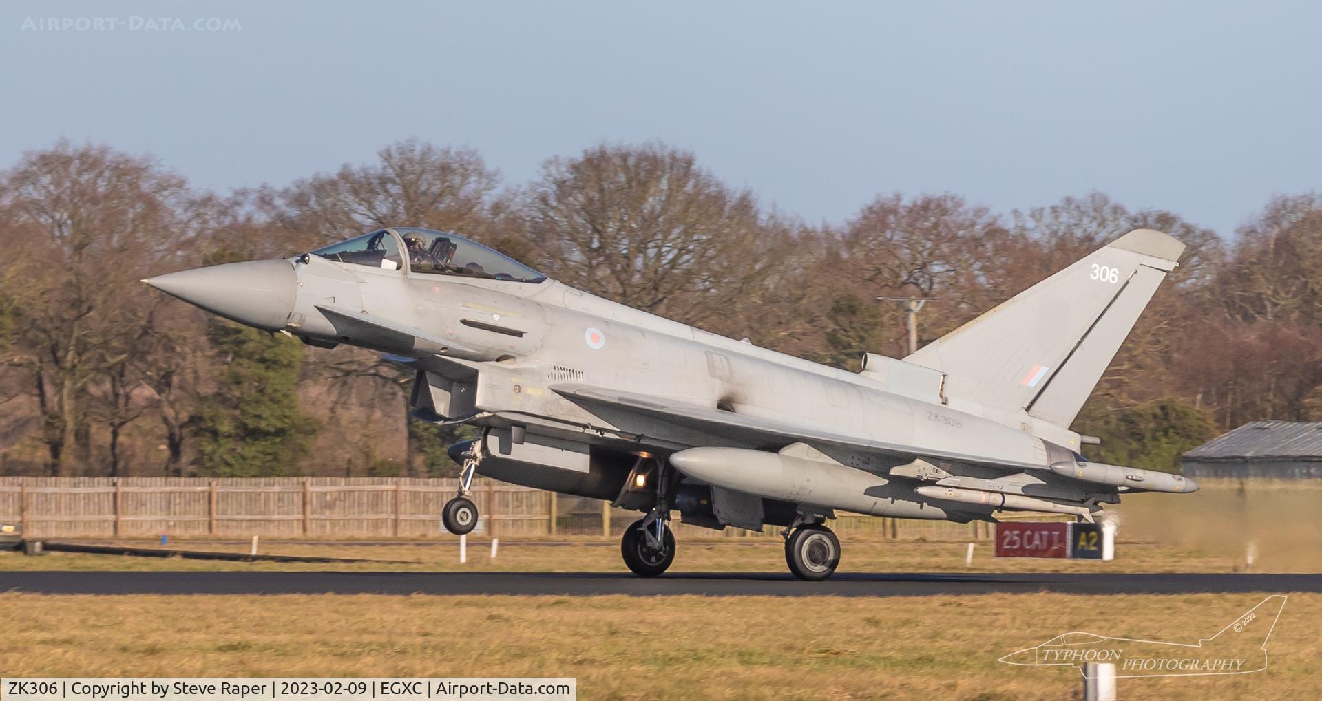 ZK306, 2009 Eurofighter EF-2000 Typhoon FGR4 C/N BS057/218, Wheelie RWY25 RAF Coningsby