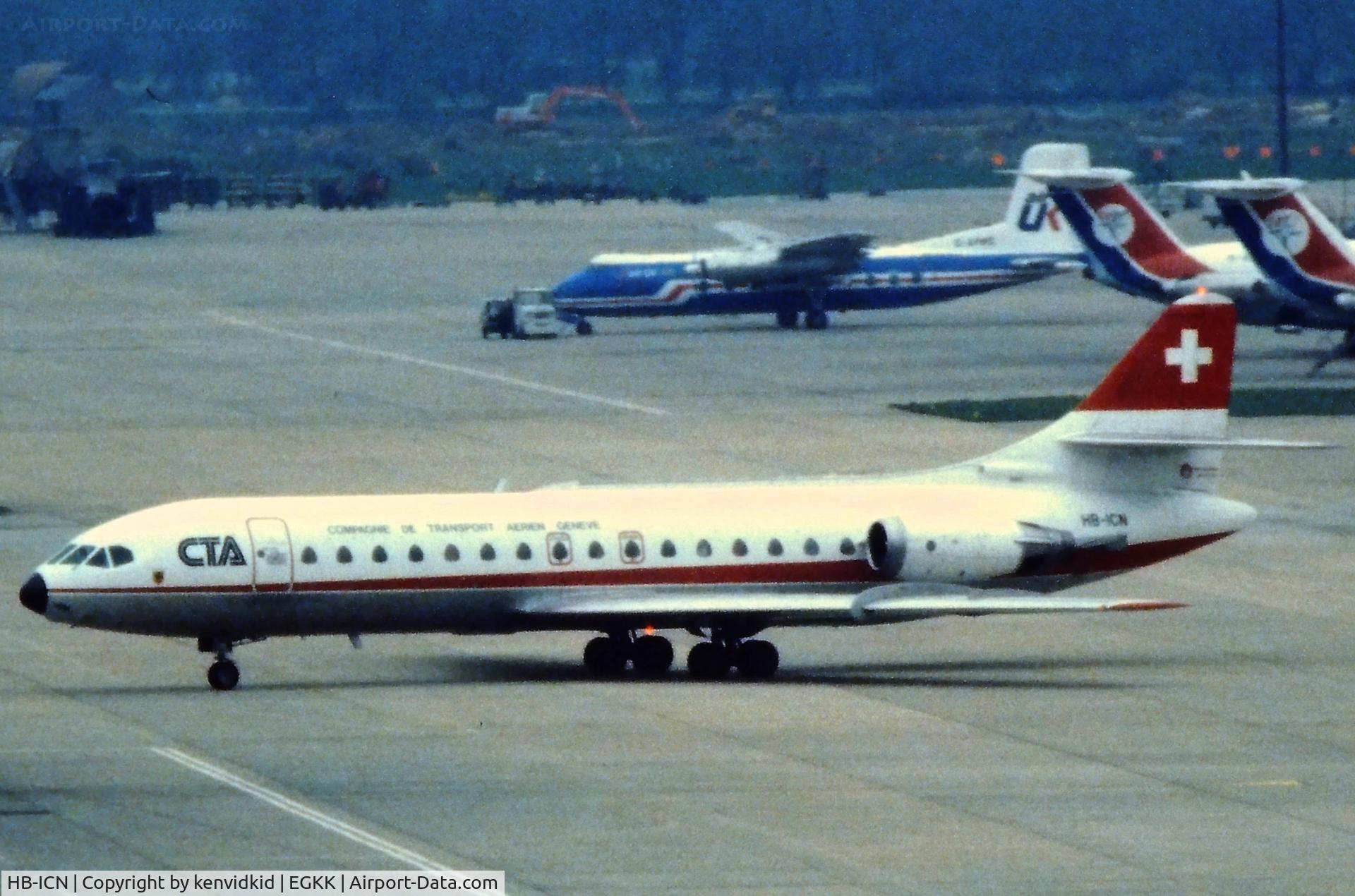 HB-ICN, 1968 Sud Aviation SE-210 Caravelle 10R C/N 253, At London Gatwick, early 1980's