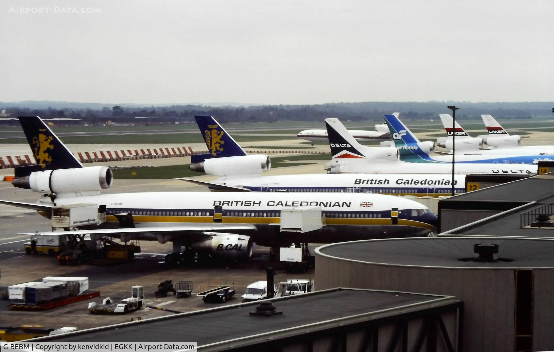 G-BEBM, 1975 McDonnell Douglas DC-10-30F C/N 46921, At London Gatwick, early 1980's.