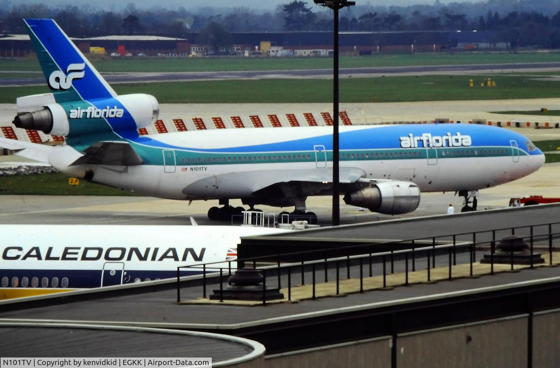 N101TV, 1973 McDonnell Douglas MD-10-30F C/N 46800, At London Gatwick, early 1980's.