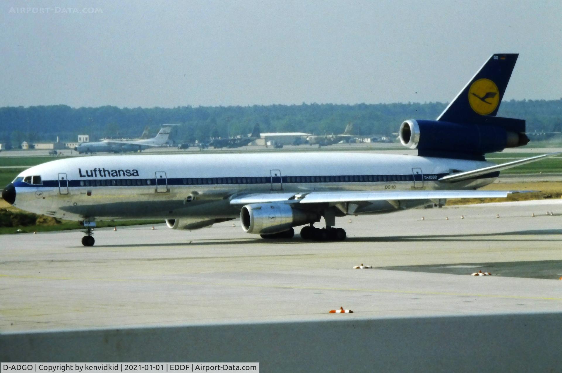 D-ADGO, 1974 McDonnell Douglas DC-10-30 C/N 47926, At Frankfurt, early 1980's.