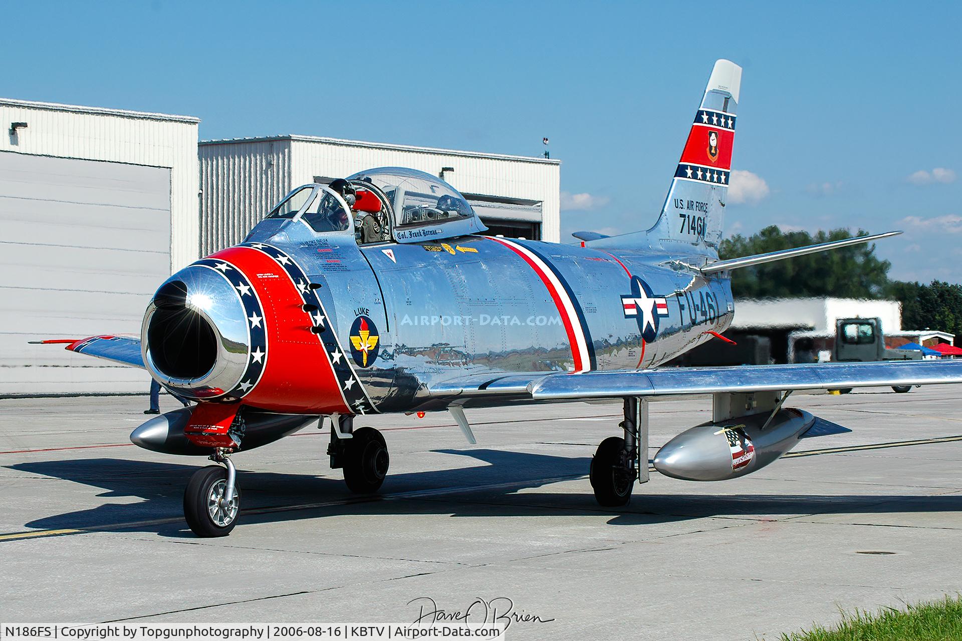 N186FS, 1956 Canadair CL-13B Sabre 6 C/N 1461, Ed Shipley takes his F-86 out as part of the Heritage Flight with the Strike Eagle Demo