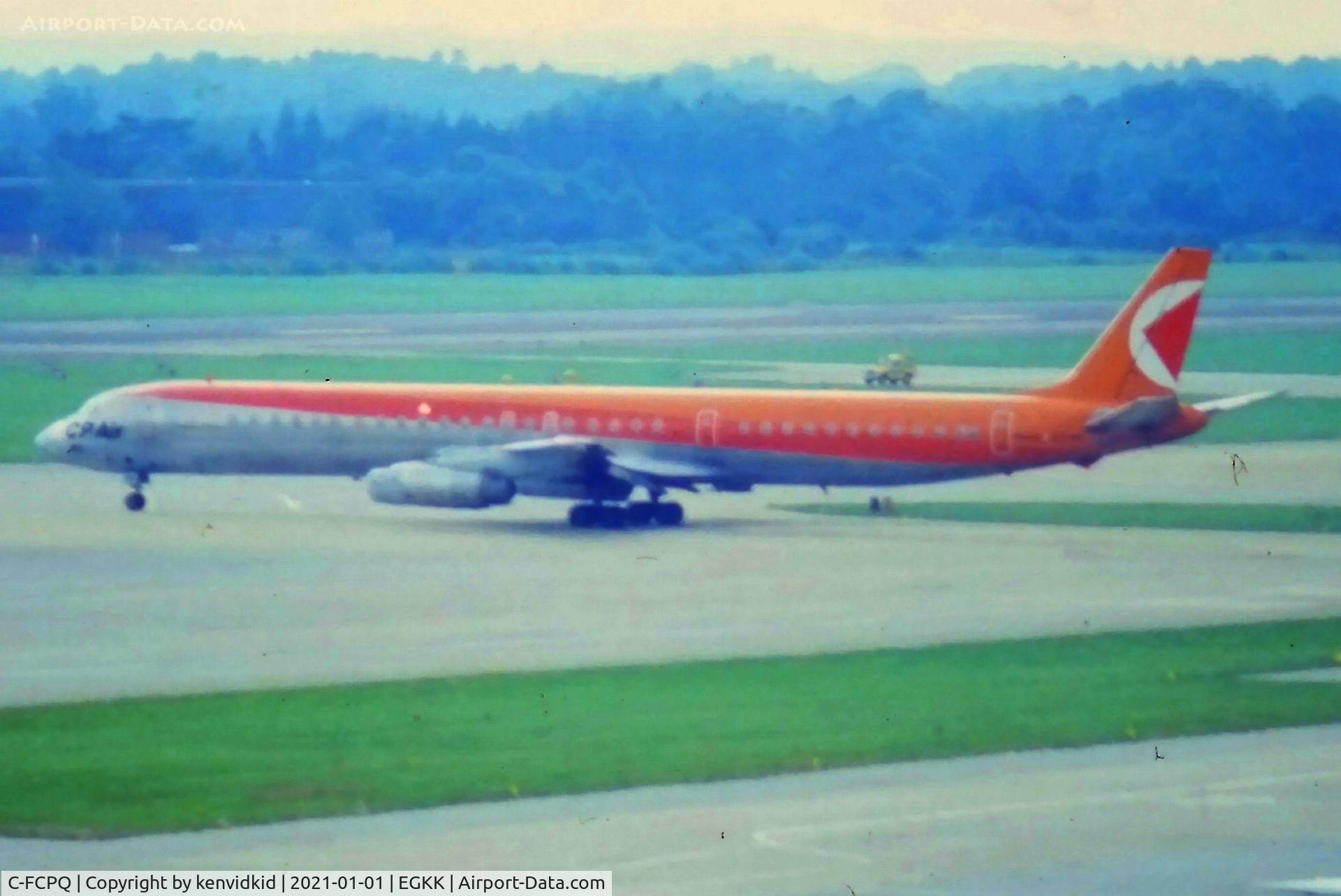 C-FCPQ, 1967 Douglas DC-8-63 C/N 45928, At London Gatwick, early 1980's.