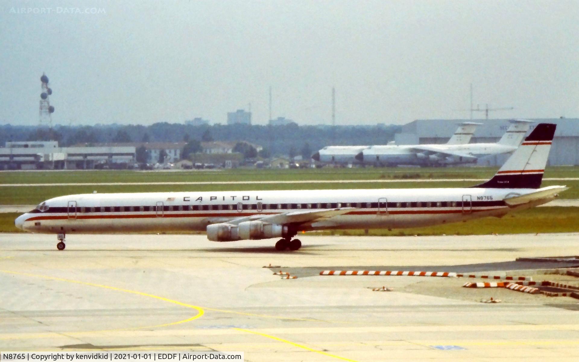 N8765, 1968 Douglas DC-8-61 C/N 46016, At Frankfurt, early 1980's.