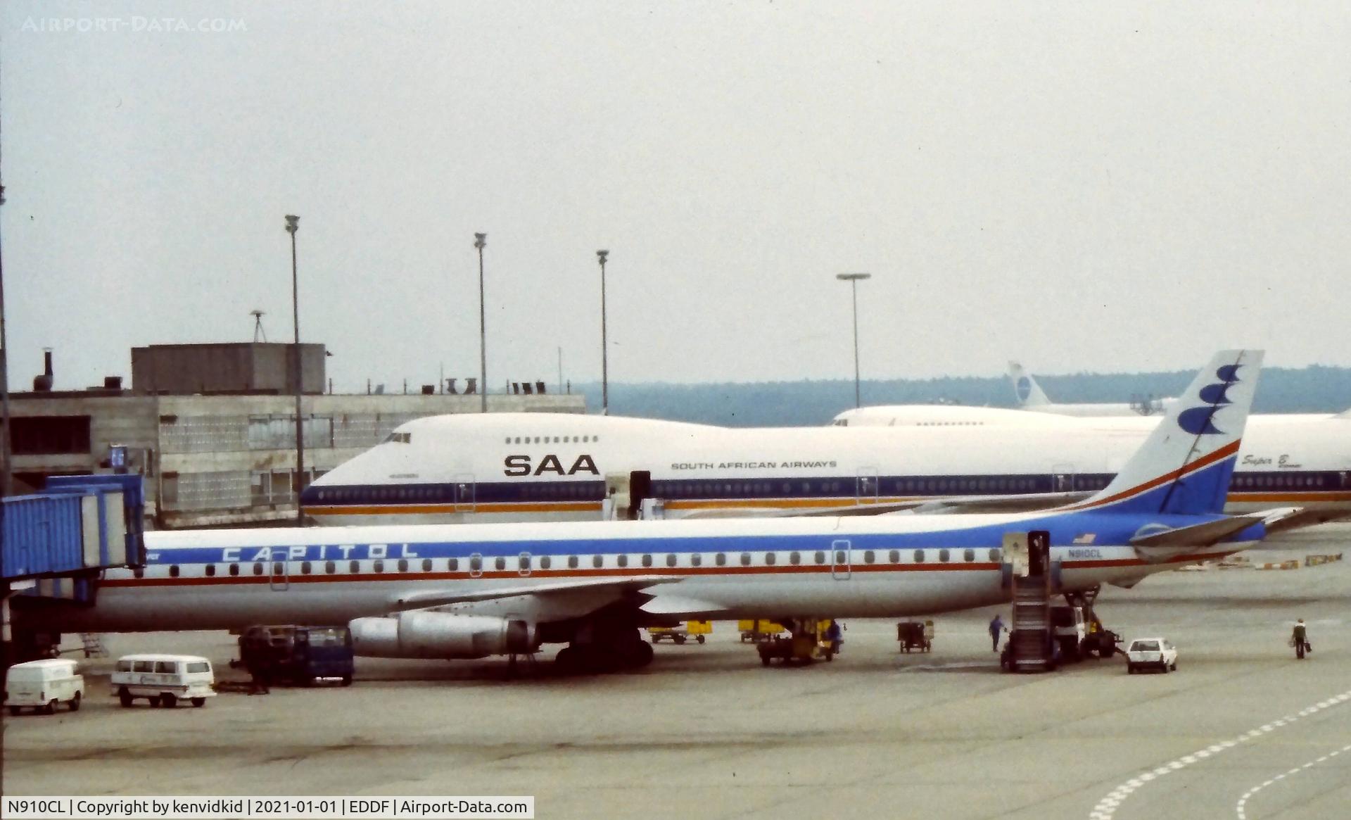 N910CL, 1969 Douglas DC-8-63CF C/N 46094, At Frankfurt, early 1980's.