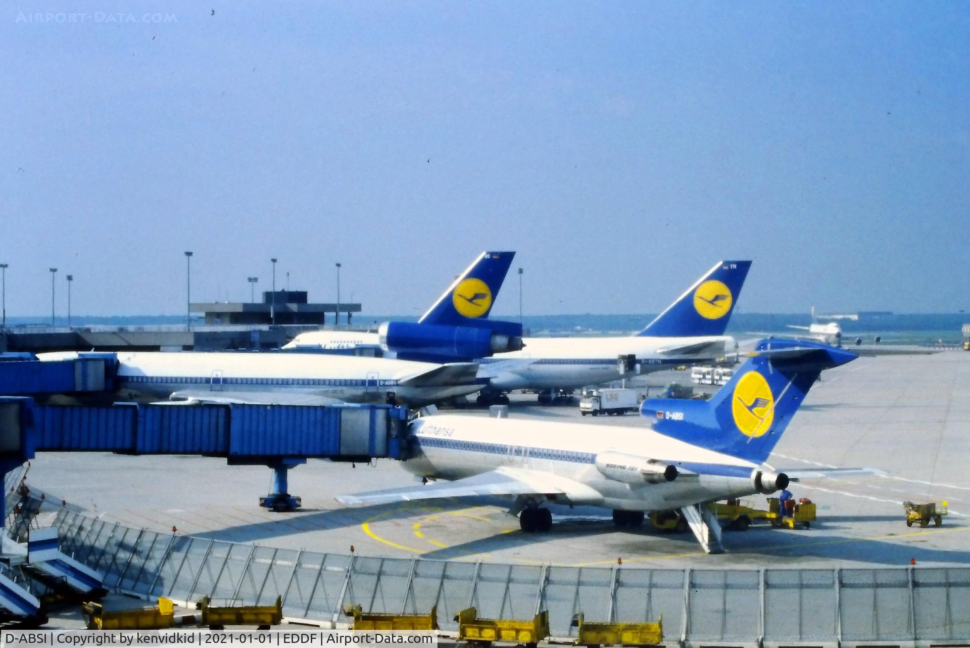 D-ABSI, 1974 Boeing 727-230 C/N 20789, At Frankfurt, 1980's.