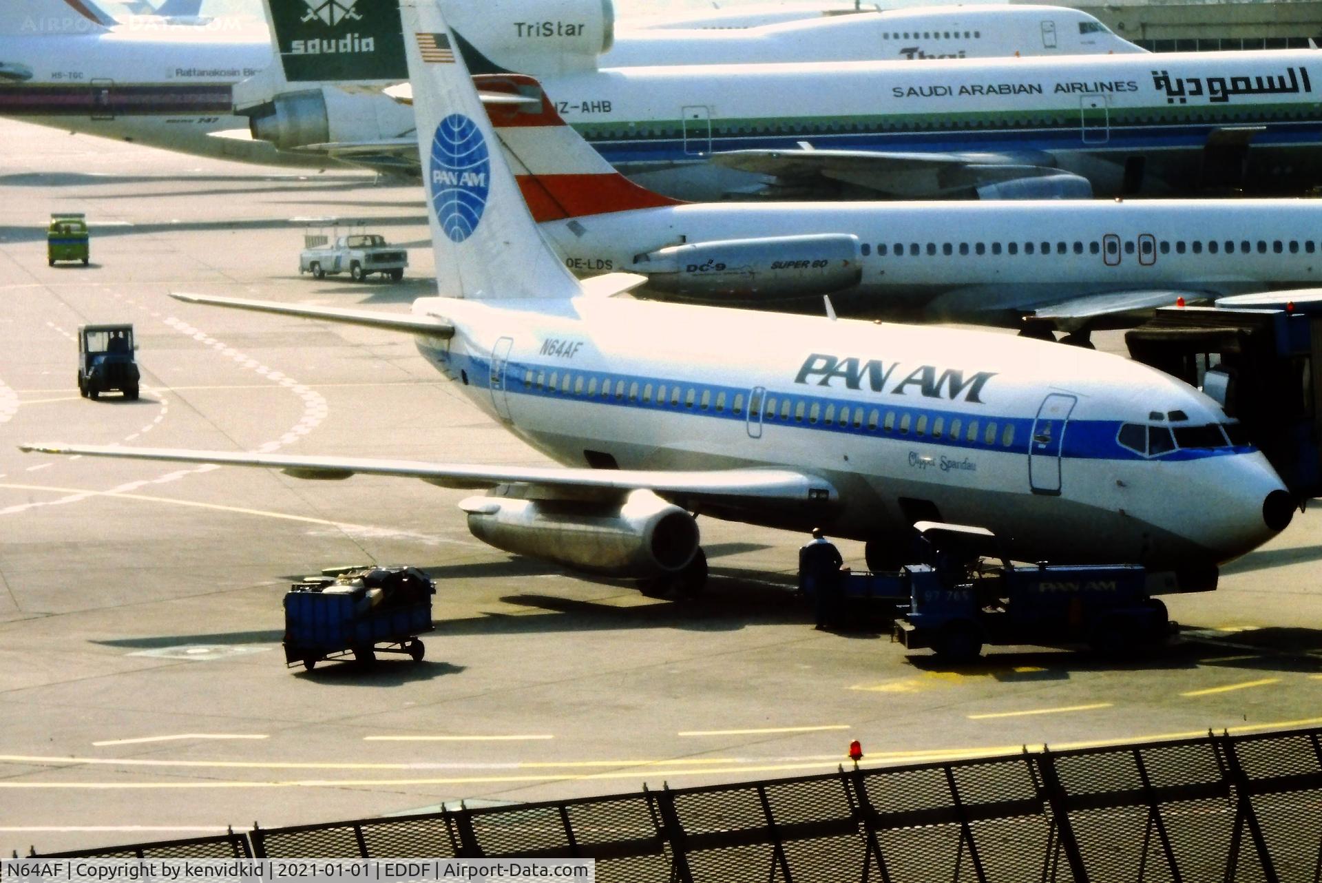 N64AF, 1969 Boeing 737-222 C/N 19549, At Frankfurt, early 1980's.