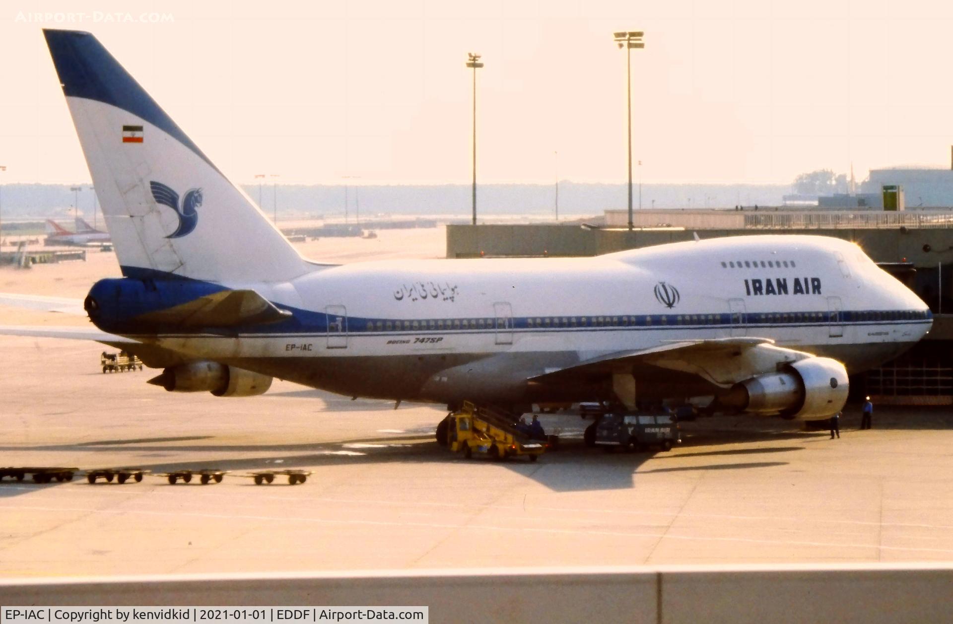 EP-IAC, 1977 Boeing 747SP-86 C/N 21093, At Frankfurt, early 1980's.