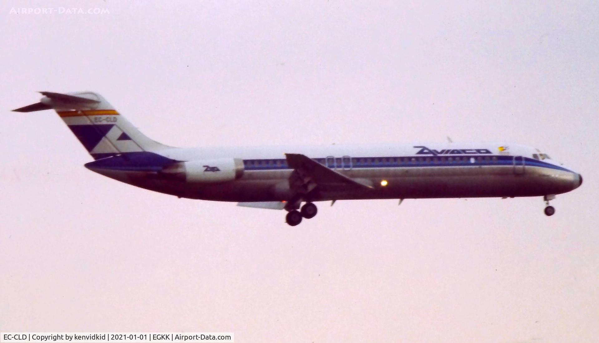 EC-CLD, 1975 McDonnell Douglas DC-9-32 C/N 47675, At London Gatwick, early 1980's.