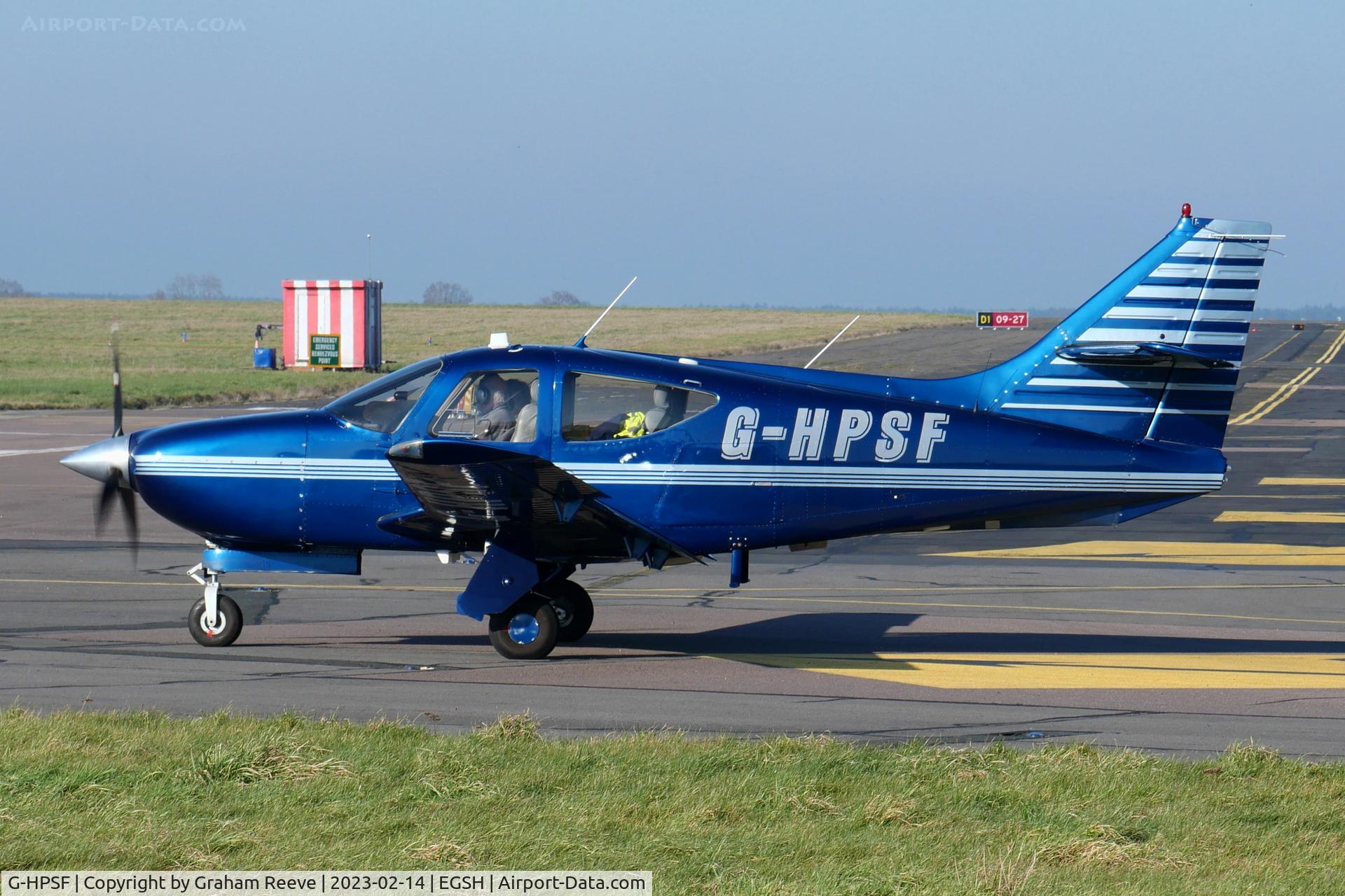 G-HPSF, 1993 Rockwell Commander 114B C/N 14590, Just landed at Norwich.