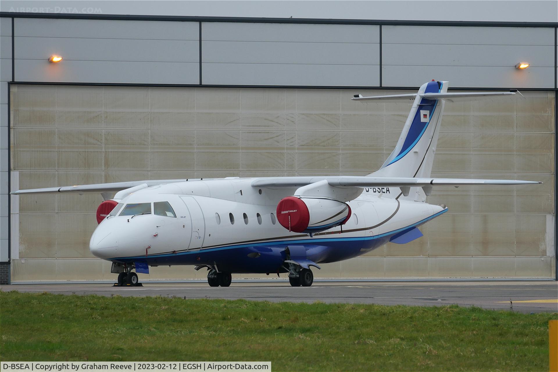D-BSEA, 2001 Dornier Do328JET C/N 3176, Parked at Norwich.