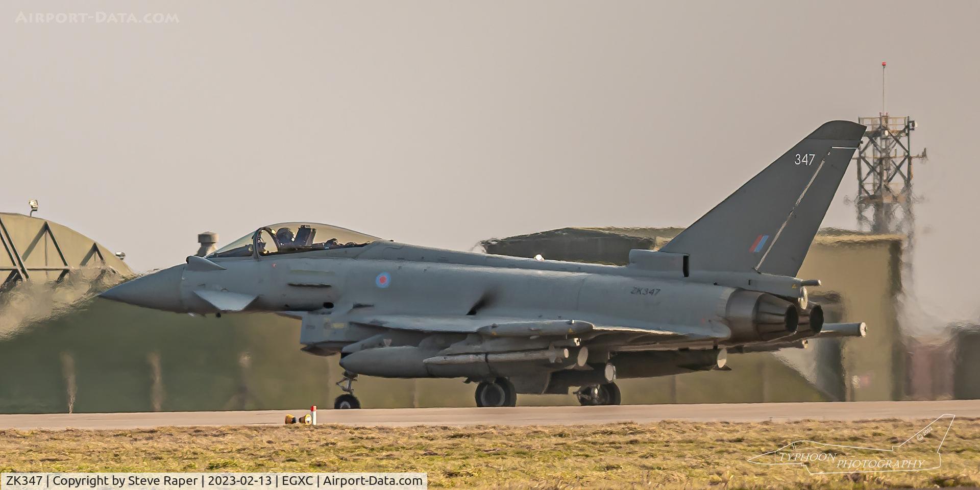 ZK347, 2013 Eurofighter EF-2000 Typhoon FGR4 C/N BS108/390, Sitting in the heat haze of his lead, about to depart rwy 07 at RAF Coningsby,
