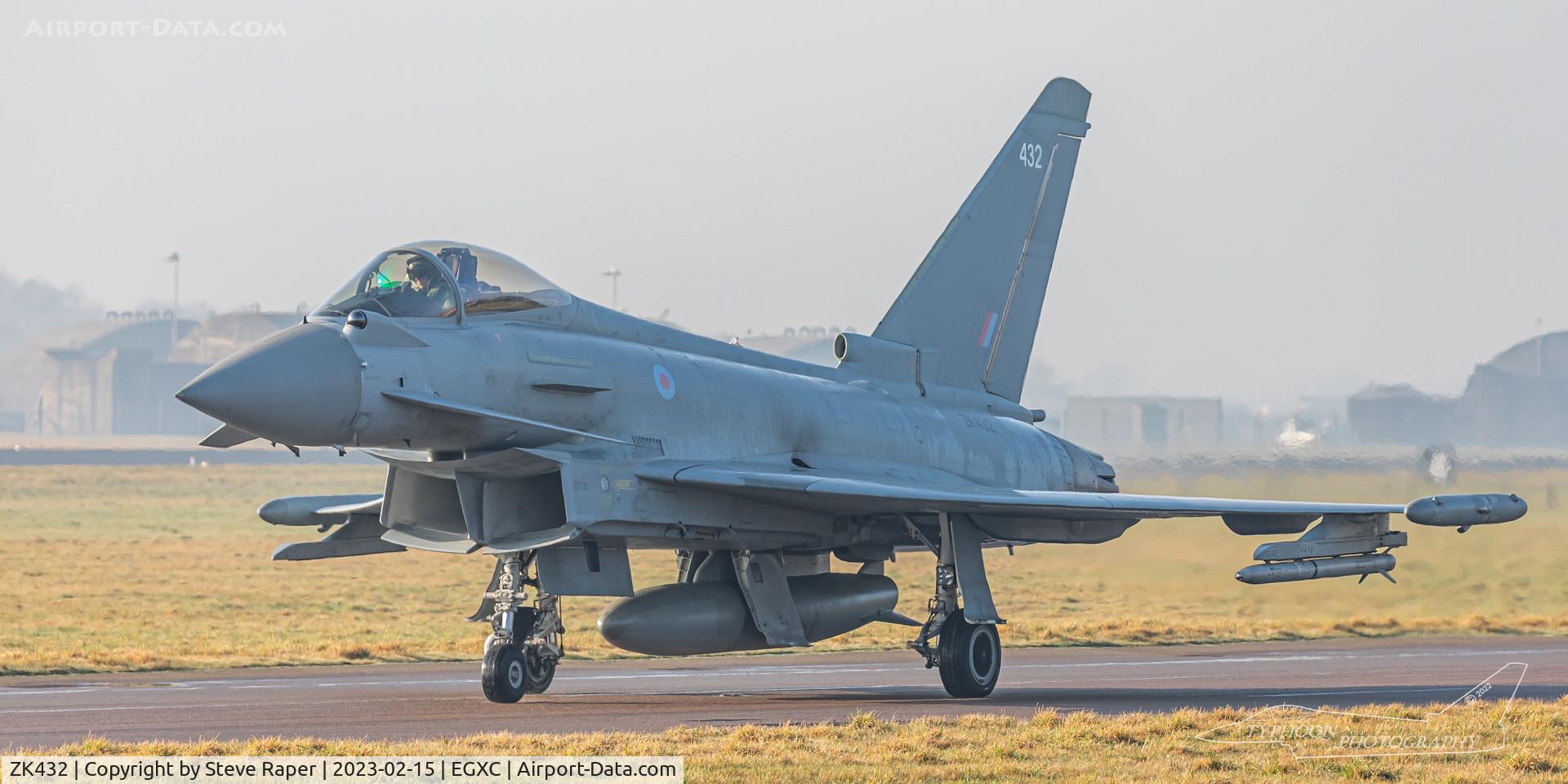 ZK432, 2018 Eurofighter Typhoon FGR.4 C/N BS148, Taxiing out to rwy25 at Coningsby