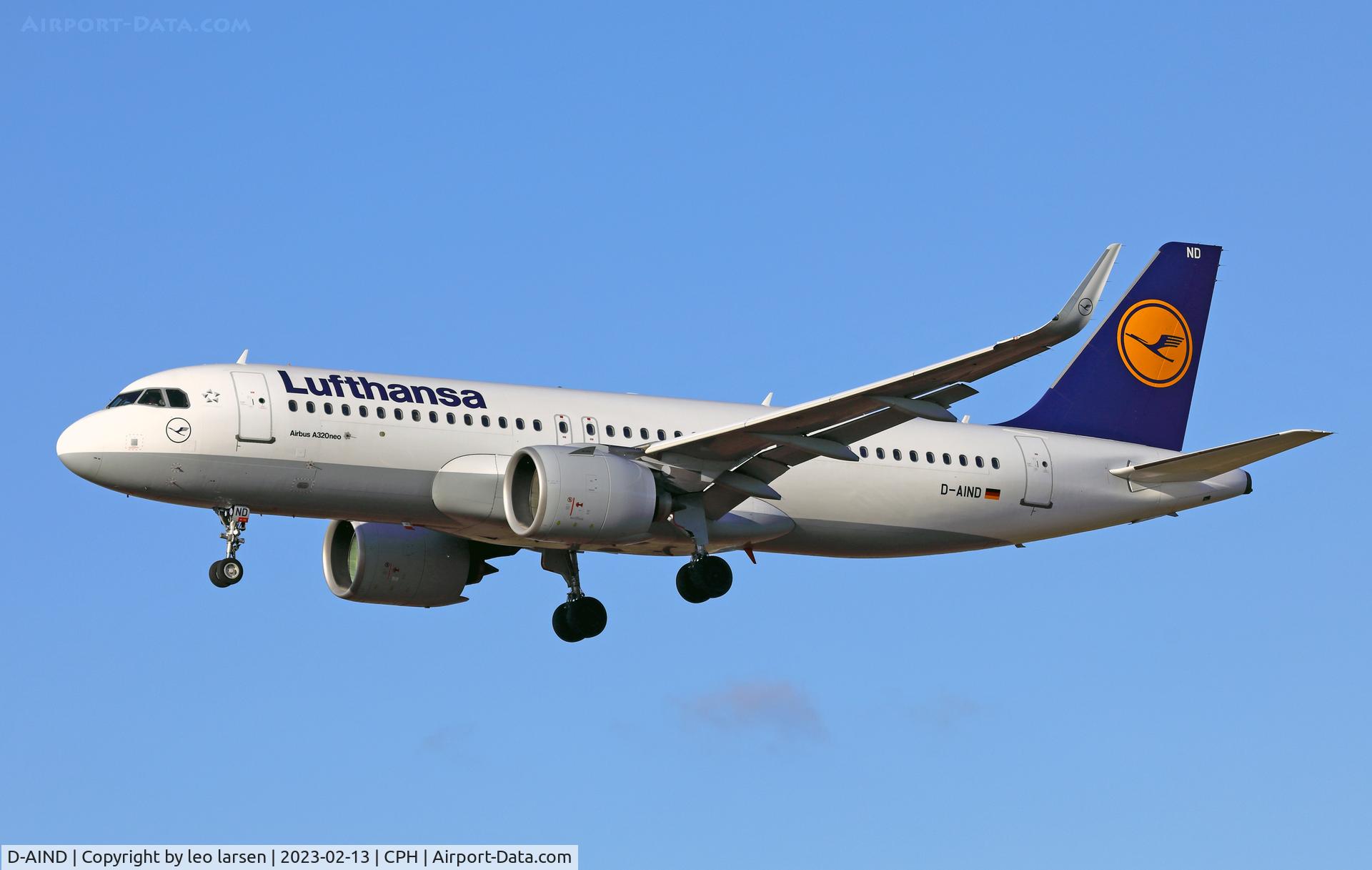 D-AIND, 2016 Airbus A320-271NEO C/N 7078, Copenhagen 13.2.2023