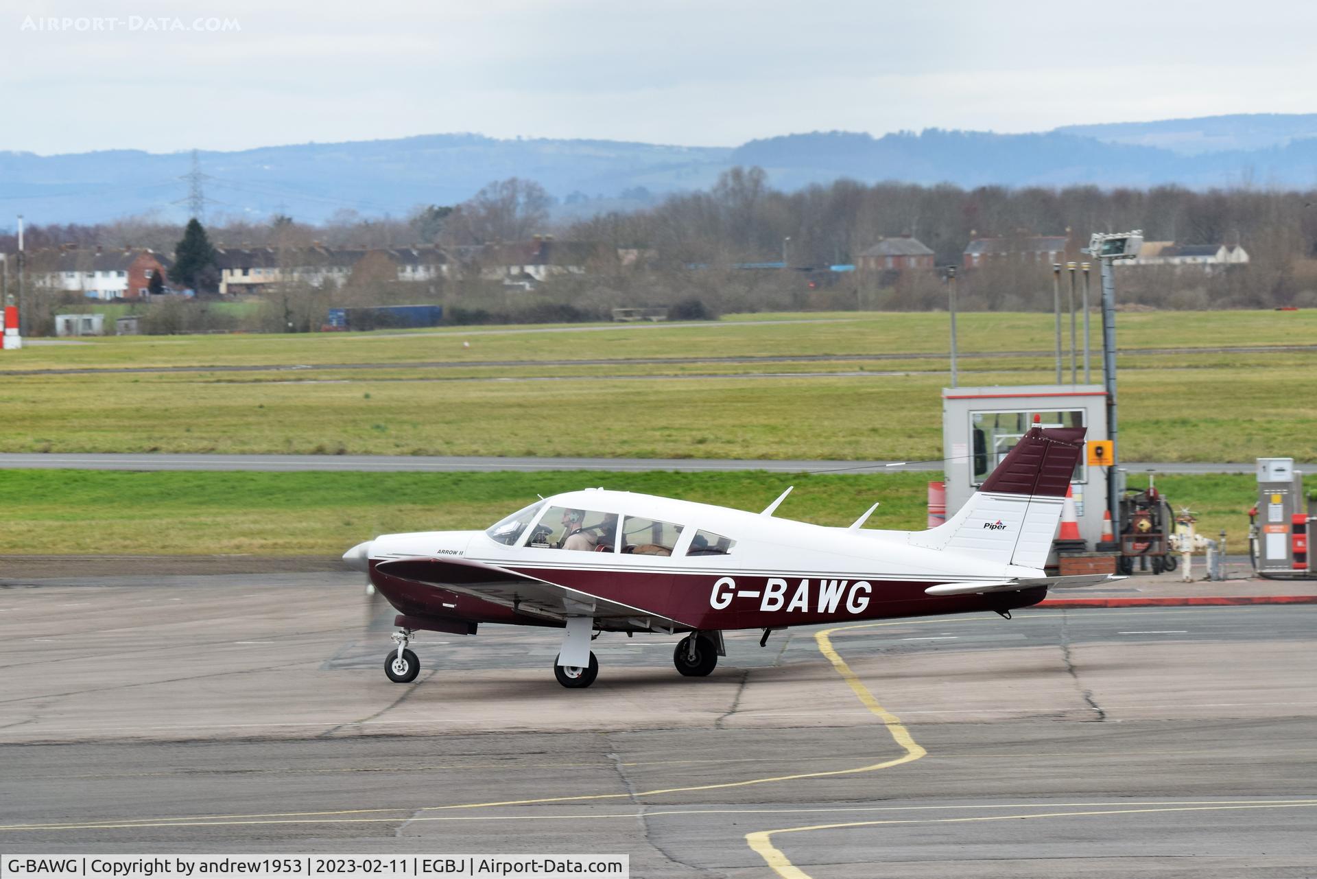 G-BAWG, 1973 Piper PA-28R-200-2 Cherokee Arrow II C/N 28R-7335133, G-BAWG at Gloucestershire Airport.