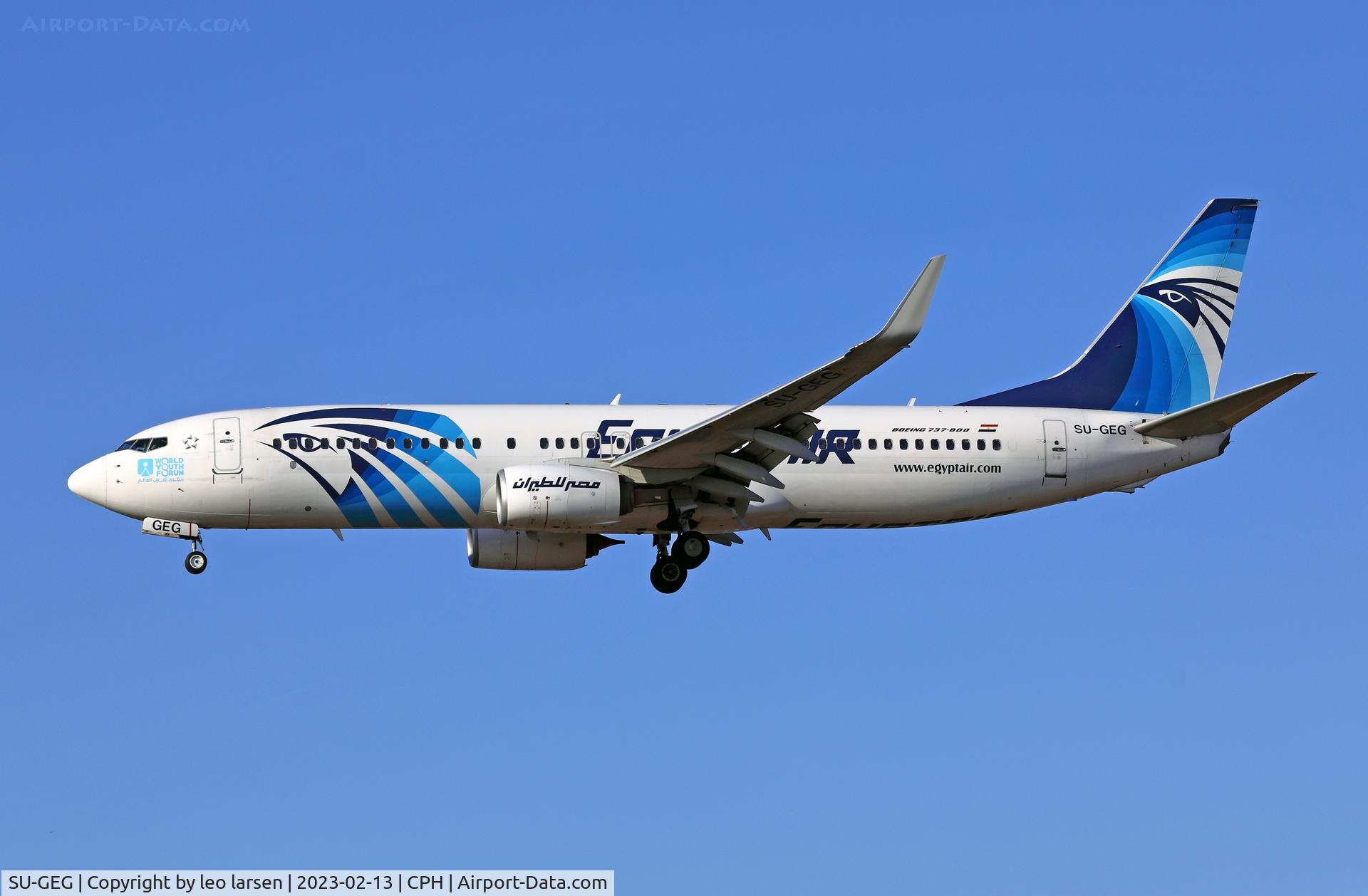 SU-GEG, 2017 Boeing 737-866 C/N 63799, Copenhagen 13.2.2023