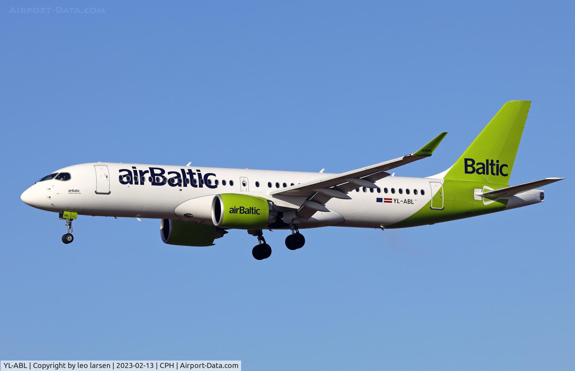 YL-ABL, 2022 Airbus A220-300 C/N 55183, Copenhagen 13.2.2023
