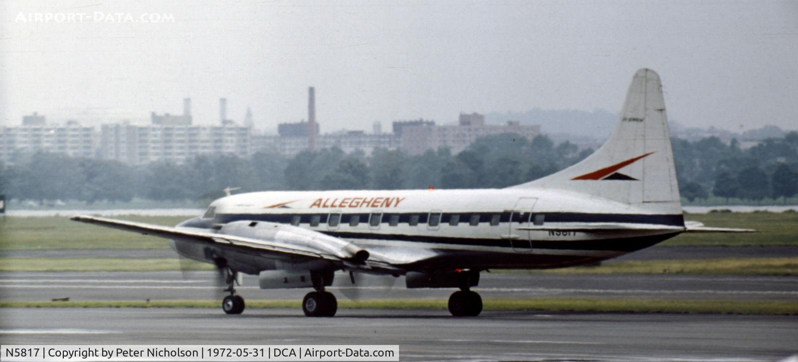 N5817, 1953 Convair CV-540 (340) C/N 340-081, Convair 340 of Allegheny Airlines as seen at Washington National in May 1972