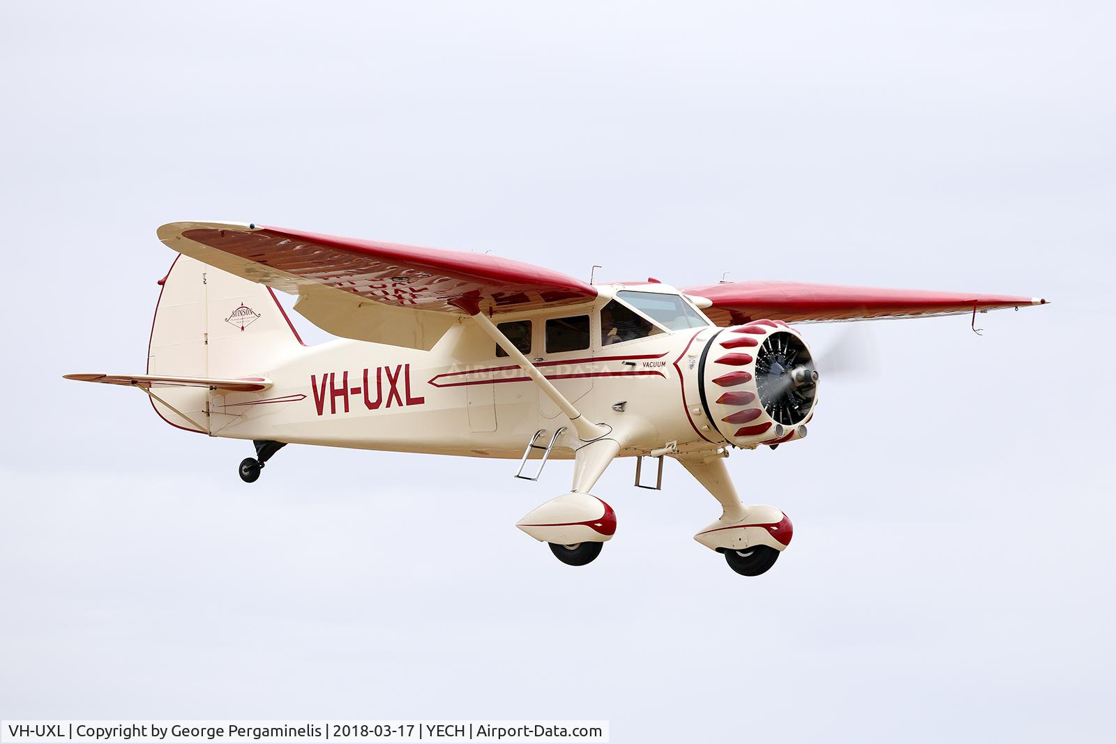 VH-UXL, 1936 Stinson SR-8C Reliant C/N 9766, Antique Aeroplane Assn of Australia National Fly-in.