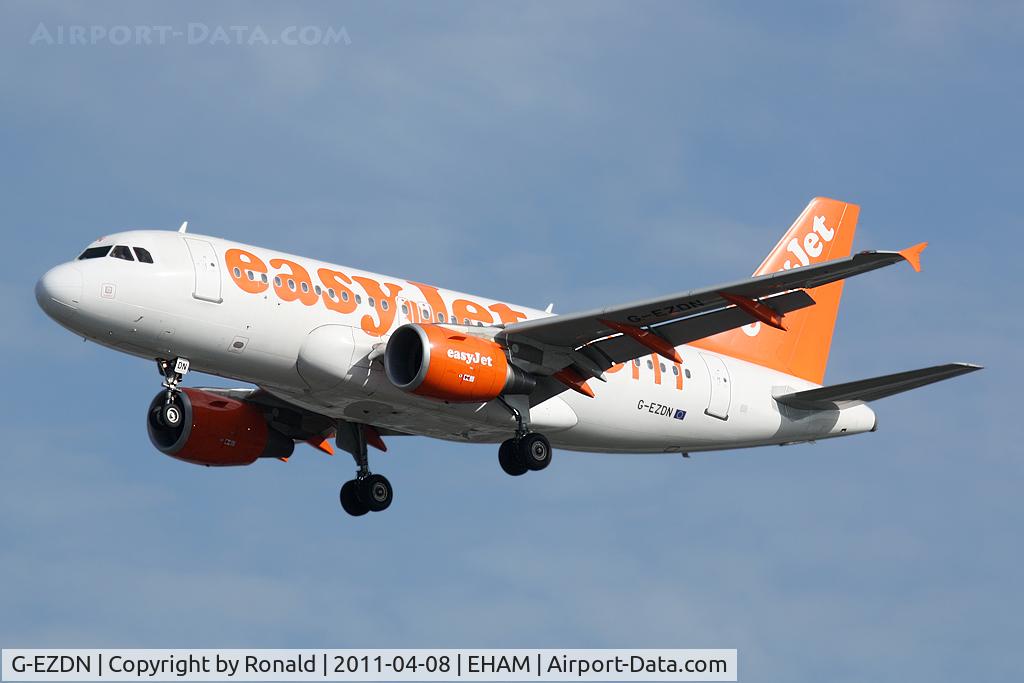 G-EZDN, 2008 Airbus A319-111 C/N 3569, at spl