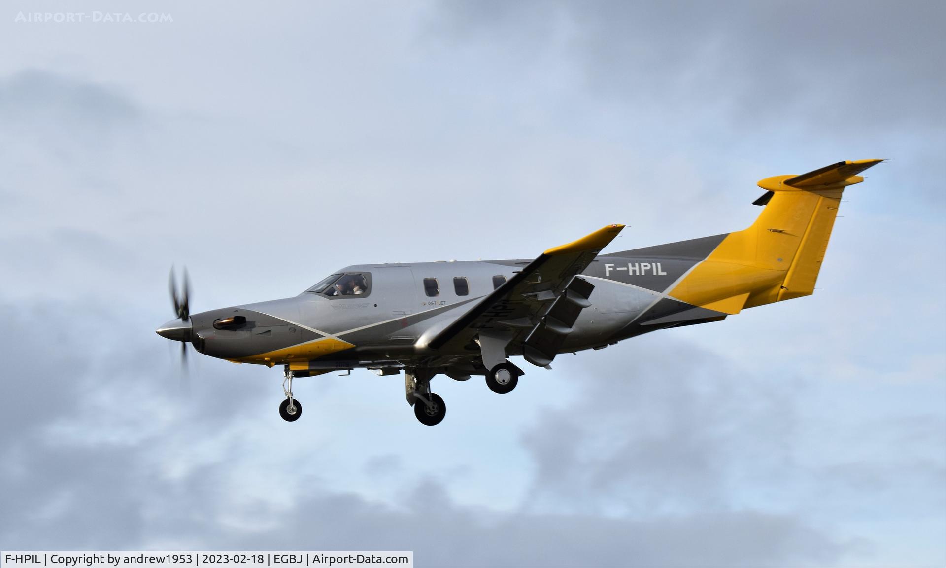 F-HPIL, 2021 Pilatus PC-12 NGX C/N 2079, F-HPIL at Gloucestershire Airport.
