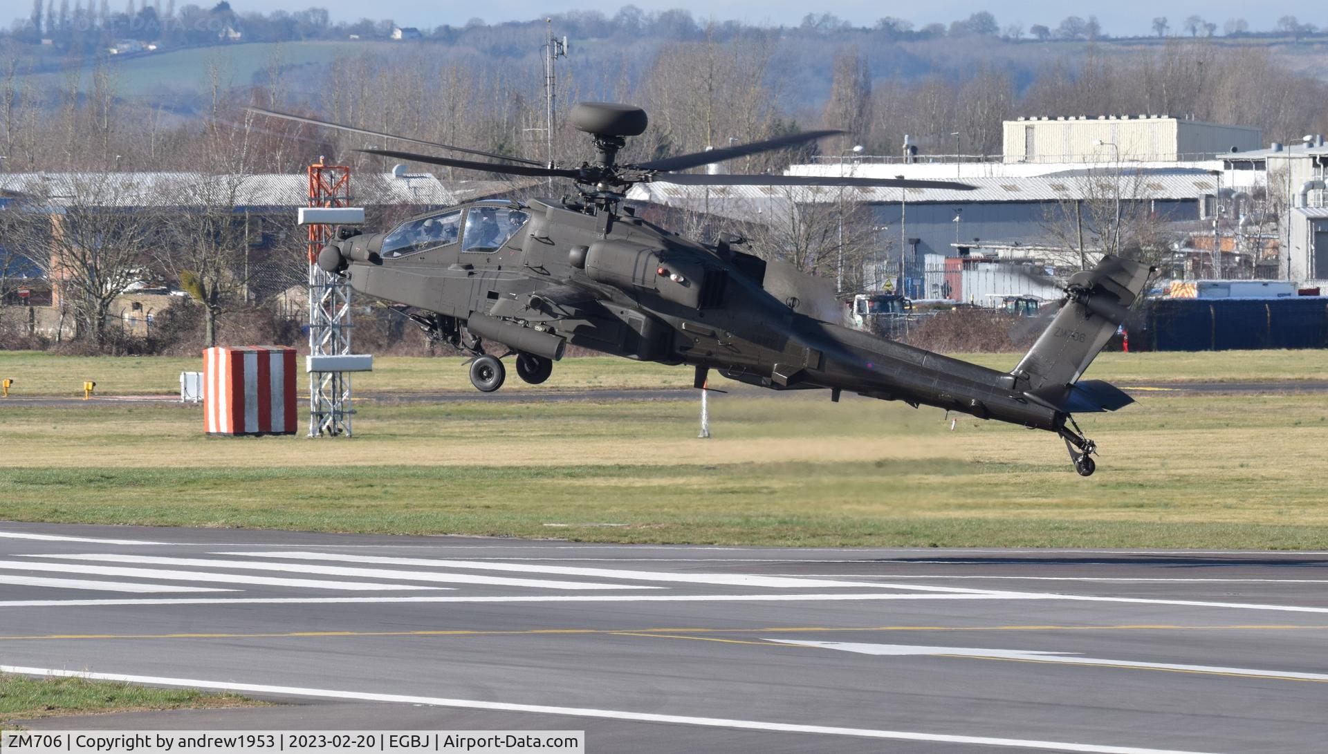 ZM706, 2020 Boeing AH-64E Apache C/N UD007, ZM706 at Gloucestershire Airport.