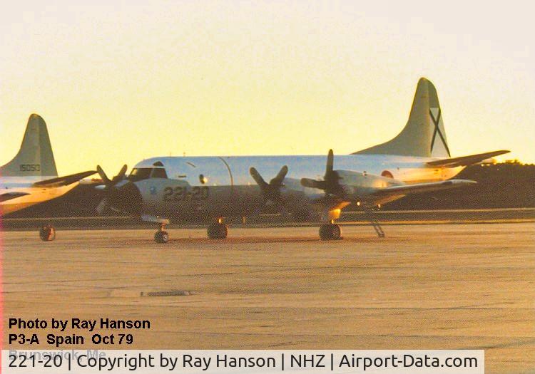 221-20, 1965 Lockheed P-3A Orion C/N 152153, A Spanish P3A from 221 Squadron. This was a former USN P3 152153. The photo was taken at NAS Brunswick, ME in 1979. Apparently this aircraft is now at the Cuatro Ventos Museo del Aire in Spain.
