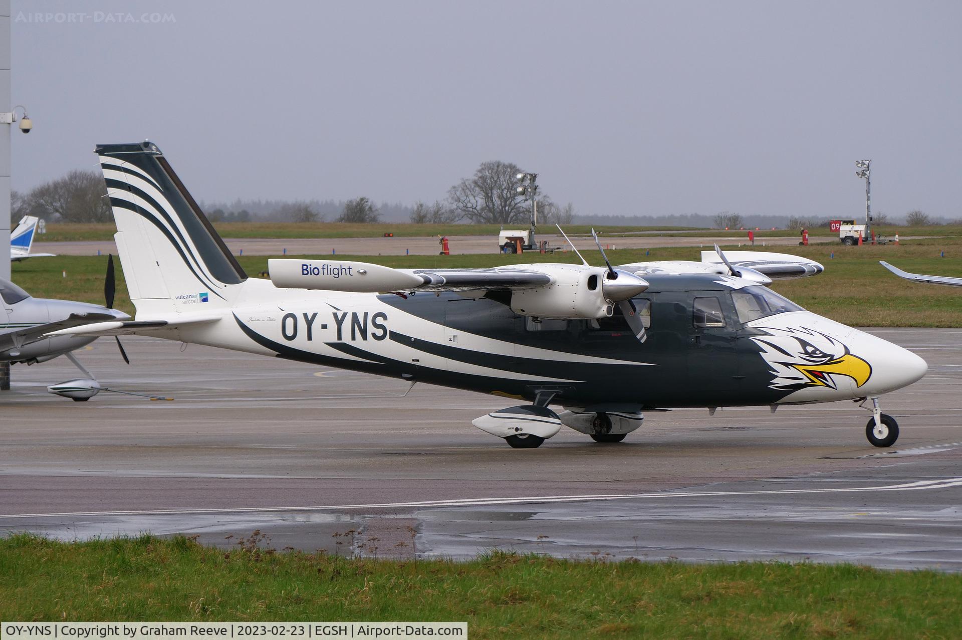 OY-YNS, 2022 Vulcanair P-68C C/N 518/C, Parked at Norwich.