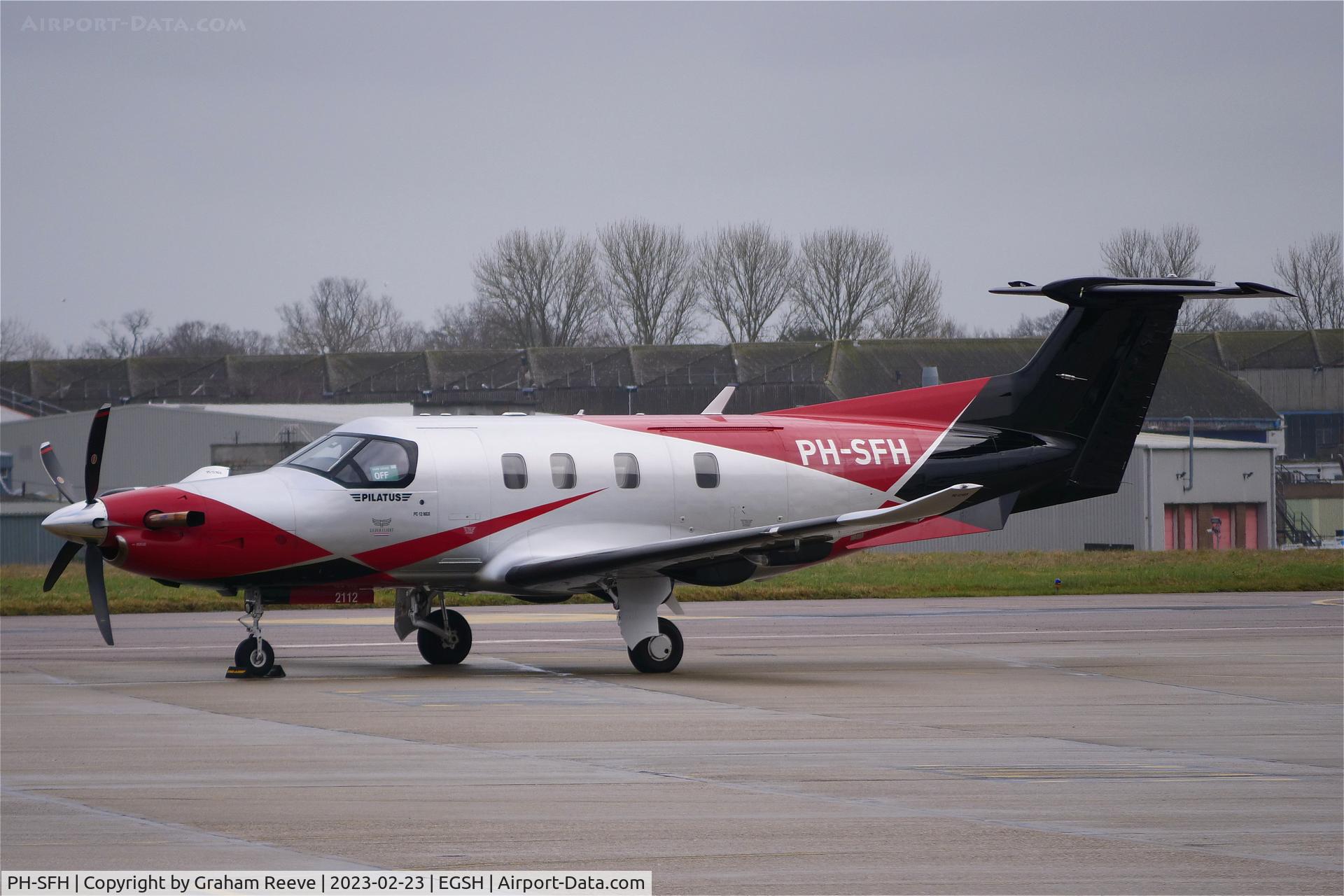 PH-SFH, 2021 Pilatus PC-12/47E NGX C/N 2112, Parked at Norwich.