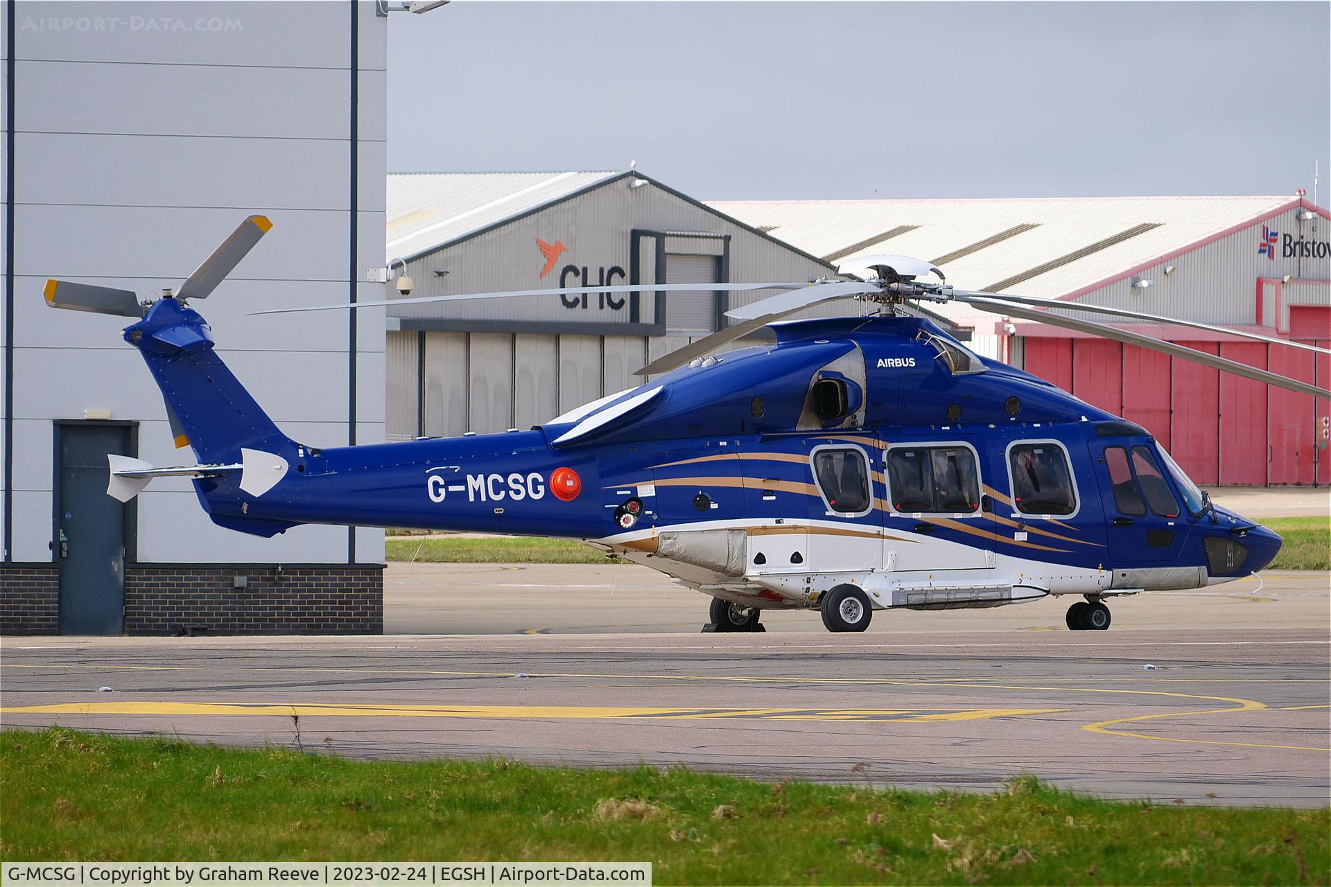 G-MCSG, 2016 Airbus Helicopters EC-175B C/N 5021, Parked at Norwich.