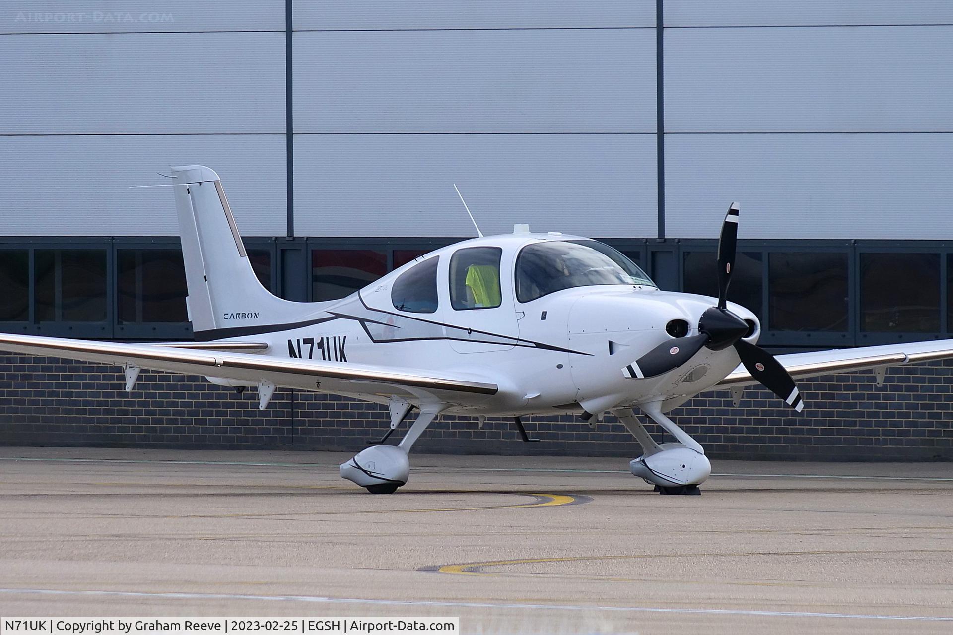N71UK, 2015 Cirrus SR22T C/N 1002, Parked at Norwich.