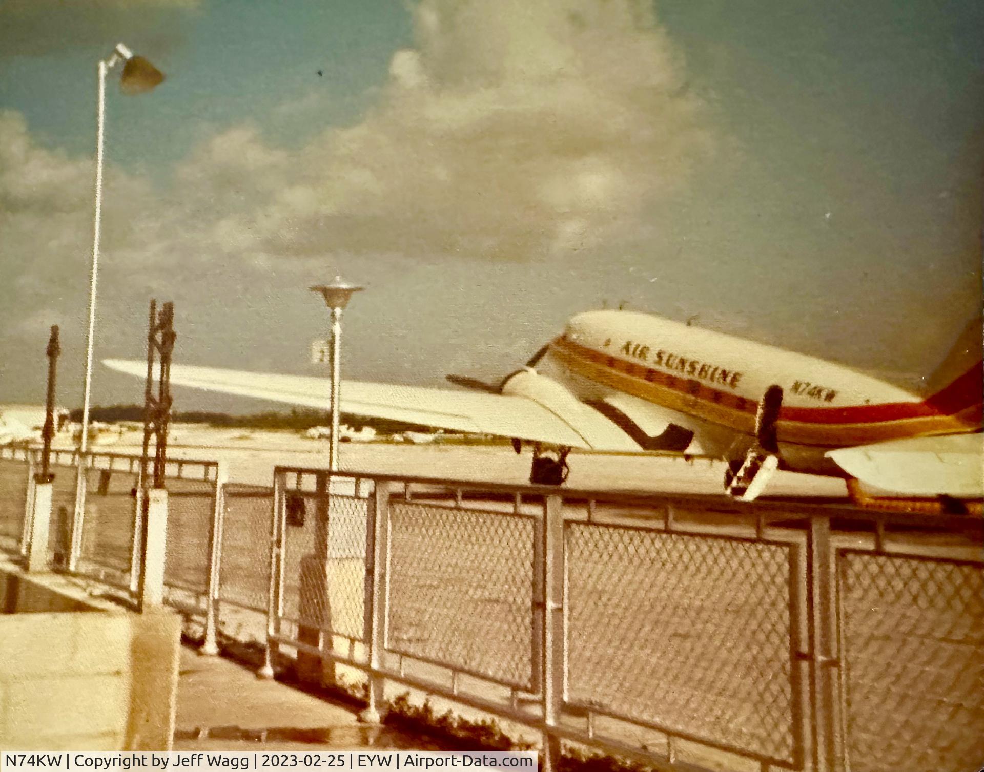 N74KW, 1942 Douglas DC-3A C/N 7317, Took this picture in the summer of 1976 at either Key West or Marathon Key, where it would do shuttle runs.