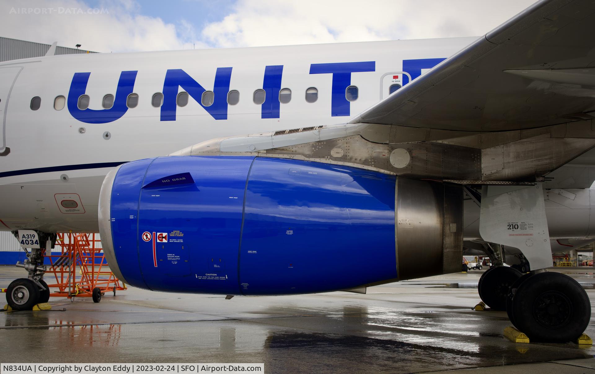 N834UA, 2001 Airbus A319-131 C/N 1420, IAE V2500 SFO 2023.