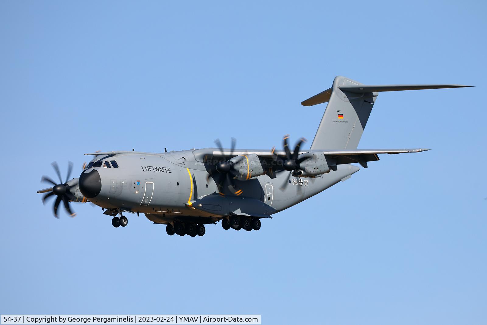 54-37, Airbus A400M C/N 113, Arriving for the Australian International Airshow 2023.